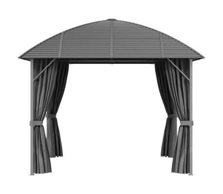 vidaXL pavillon med sidevægge og buet tag 3x3 m antracitgrå