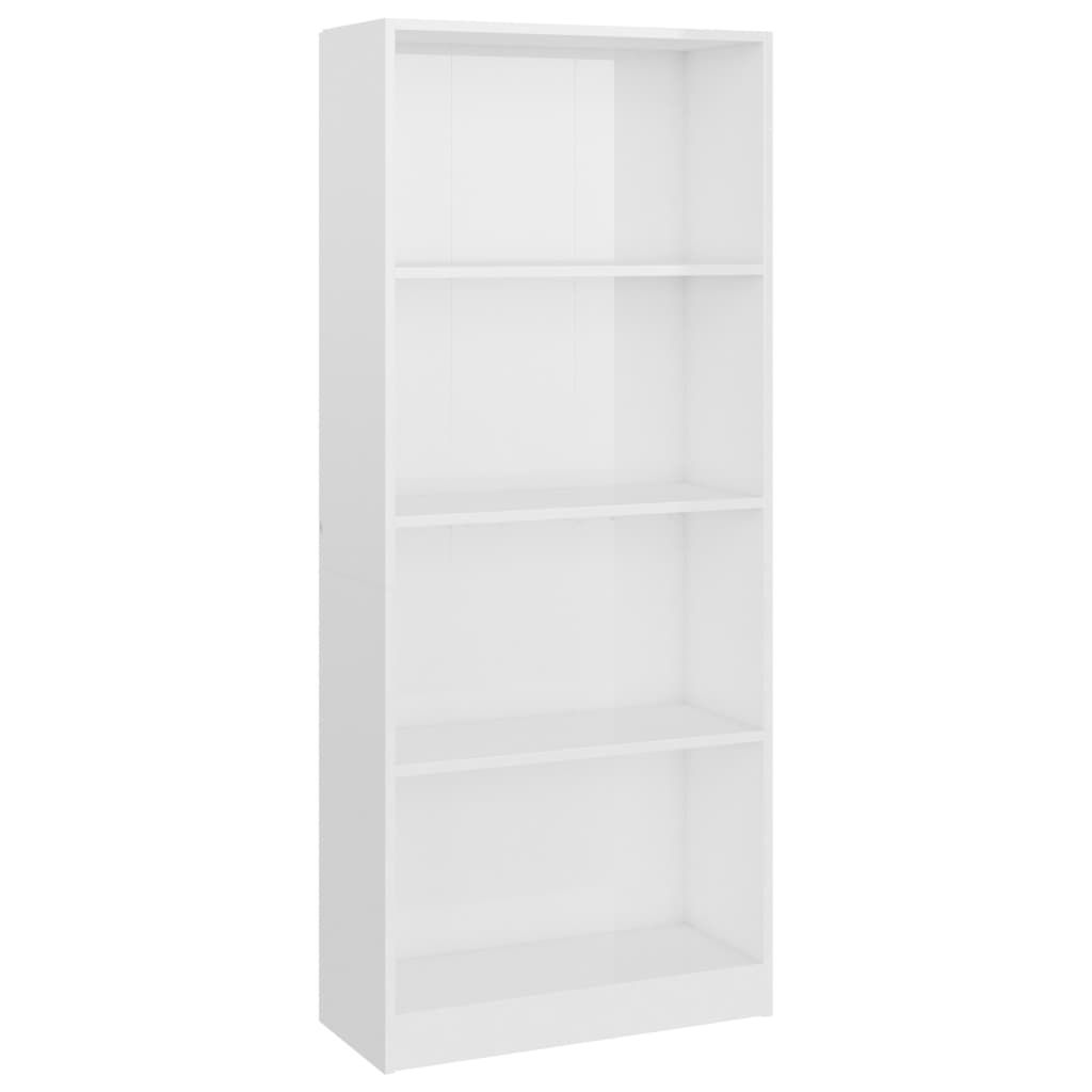 

vidaXL 4-Tier Book Cabinet High Gloss White 23.6"x9.4"x55.9" Engineered Wood