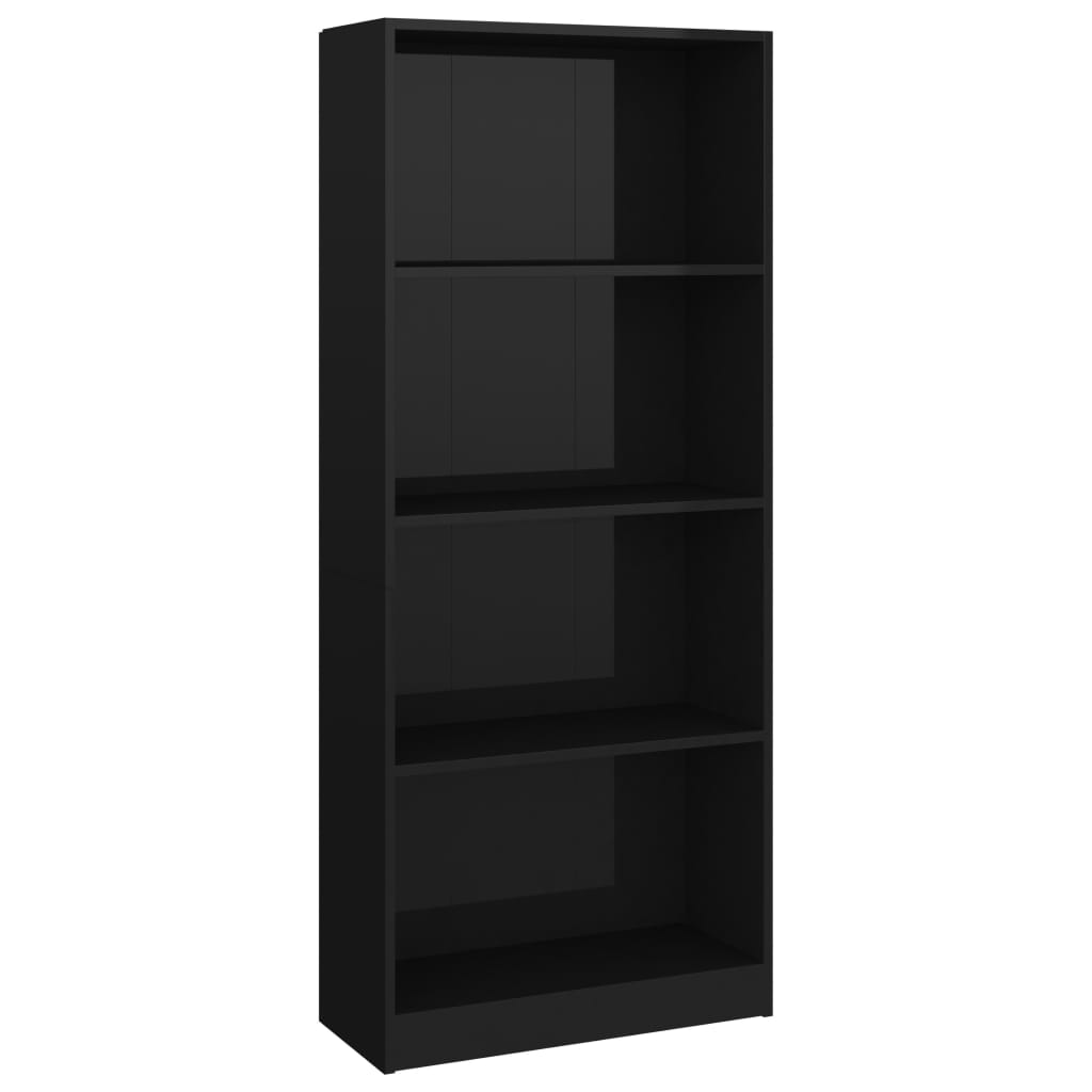 

vidaXL 4-Tier Book Cabinet High Gloss Black 23.6"x9.4"x55.9" Engineered Wood