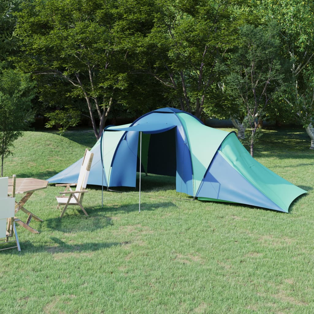 vidaXL Cort camping, 6 persoane, albastru și verde vidaxl.ro