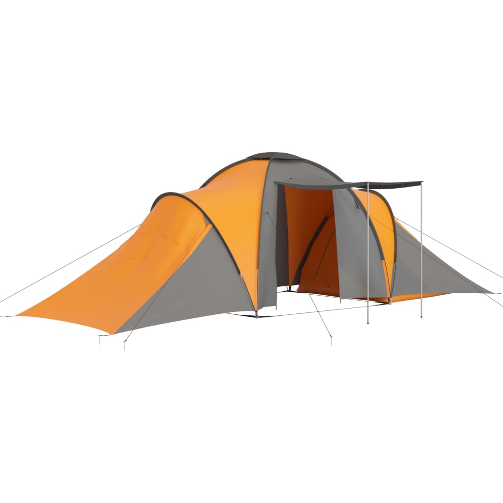 Cort camping, 6 persoane, gri și portocaliu