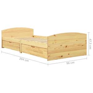 Rám postele se 2 zásuvkami masivní borovice 90 x 200 cm - obrázek 7