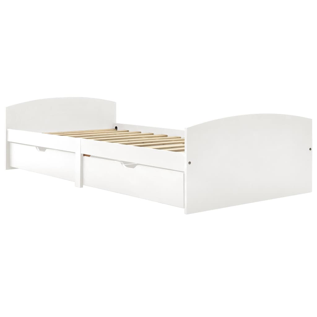 vidaXL fehér tömör fenyőfa ágykeret 2 fiókkal 90 x 200 cm