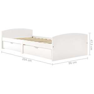 Rám postele se 2 zásuvkami bílý masivní borovice 90 x 200 cm - obrázek 7