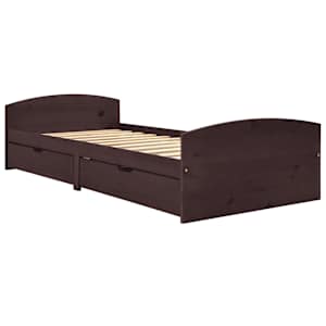 vidaXL Lovos rėmas su 2 stalčiais, tamsiai rudas, 90x200cm, pu&scaron;is