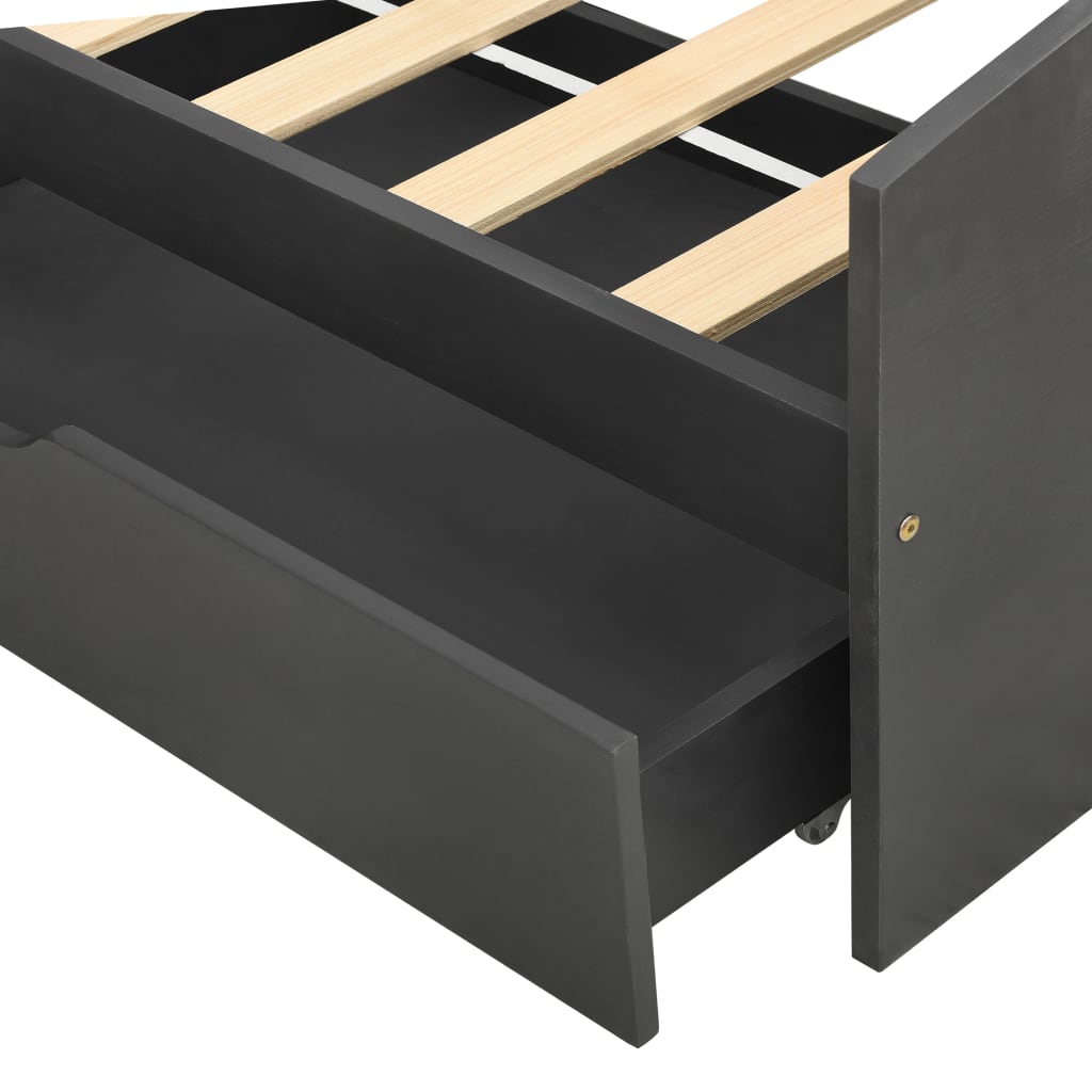 Giroletto Con 2 Cassetti Grigio In Massello Di Pino 90x200 Cm VidaXL 17 width=274