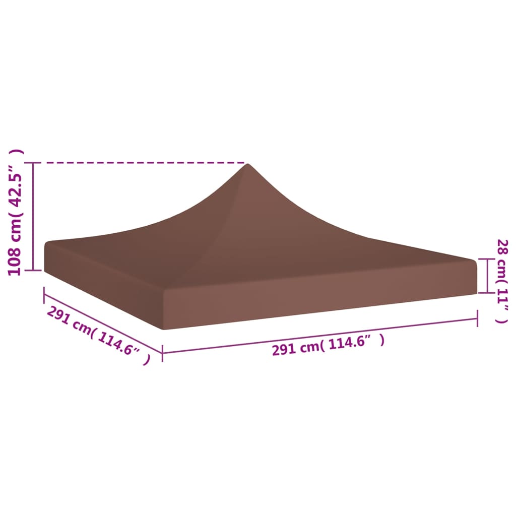  Strecha na párty stan 3x3 m, hnedá 270 g/m²