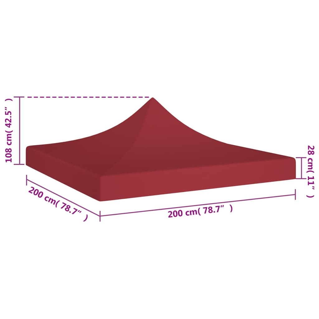 Burgundi vörös tető partisátorhoz 2 x 2 m 270 g/m² 