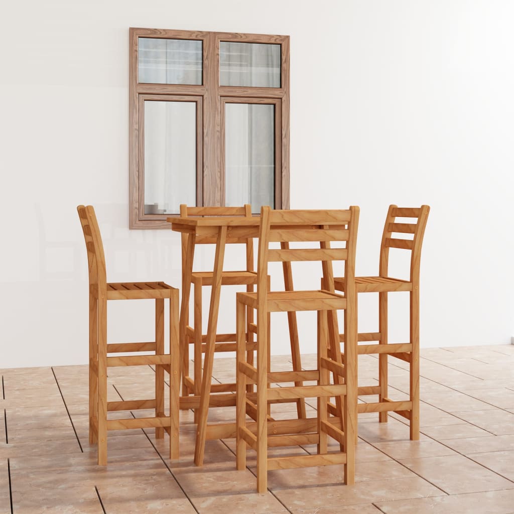 vidaXL Set mobilier bar de exterior, 5 piese, lemn masiv de acacia