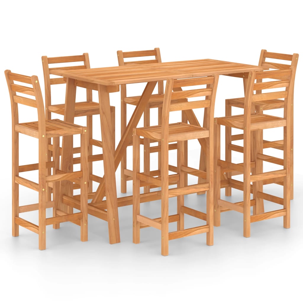 

vidaXL 7 Piece Patio Bar Set Solid Acacia Wood