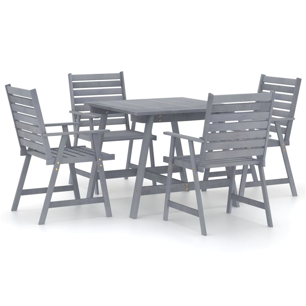 vidaXL 5-delige Tuinset massief acaciahout grijs