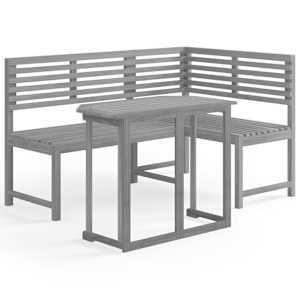 2dílný bistro set masivní akáciové dřevo šedý - obrázek 2
