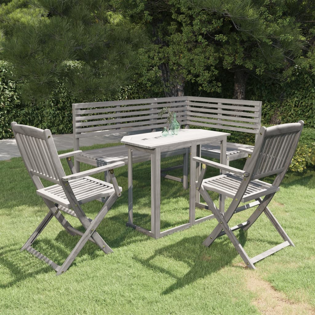 vidaXL 4-tlg. Bistro-Set Massivholz Akazie Grau