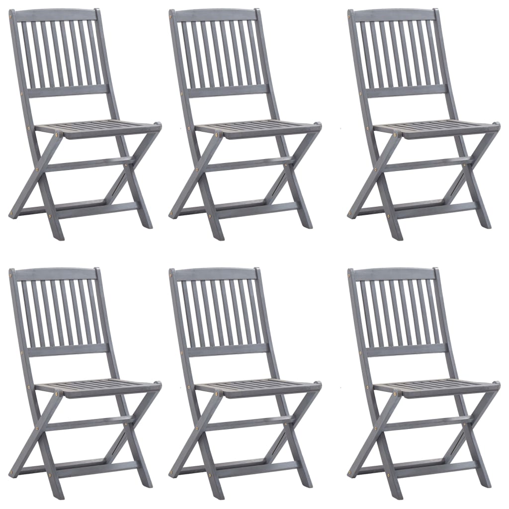 7 Piece Garden Dining Set Solid Acacia Wood Grey Home And Garden 