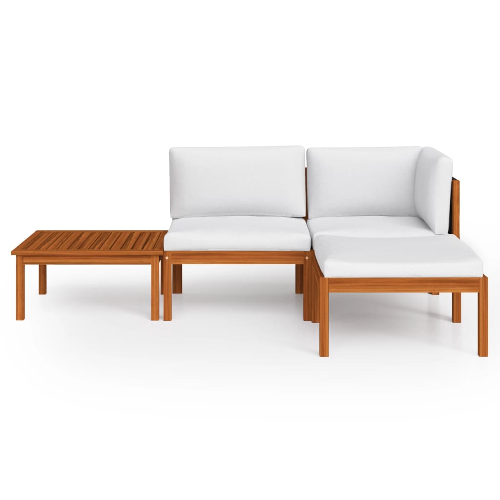 

vidaXL 4-delige Loungeset met kussens massief acaciahout crèmekleurig