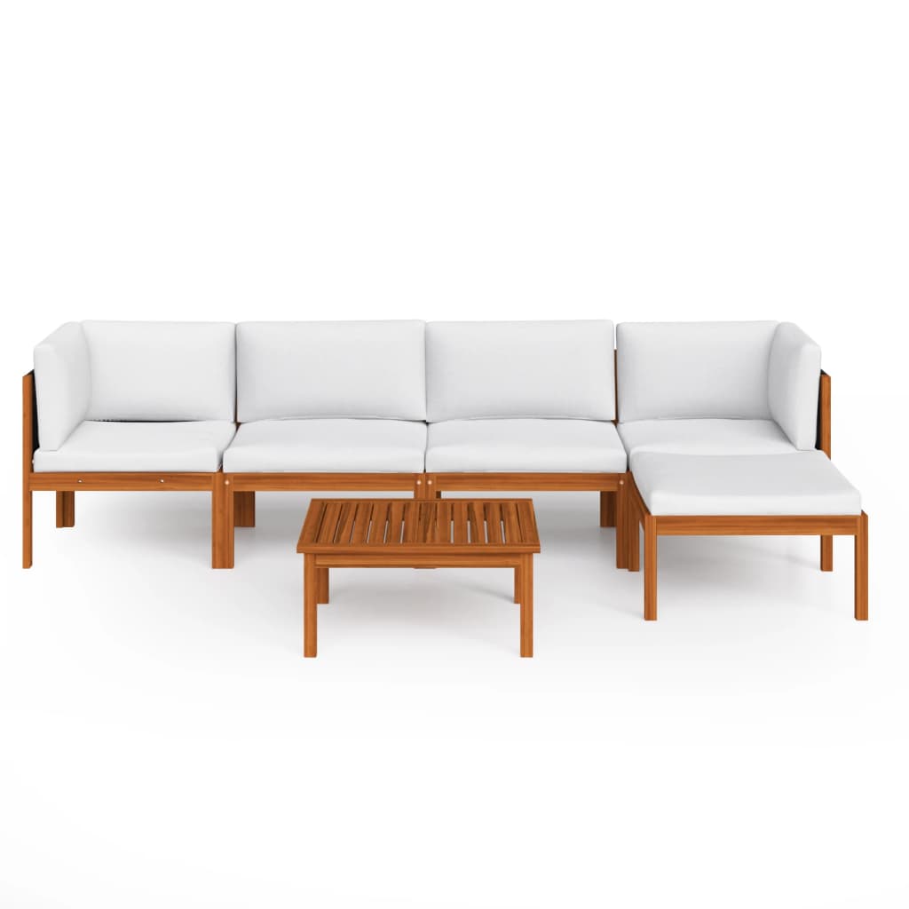 

vidaXL 6-delige Loungeset met kussens massief acaciahout crèmekleurig