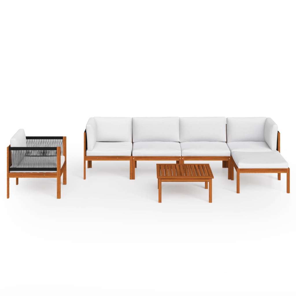 

vidaXL 7-delige Loungeset met kussens massief acaciahout crèmekleurig