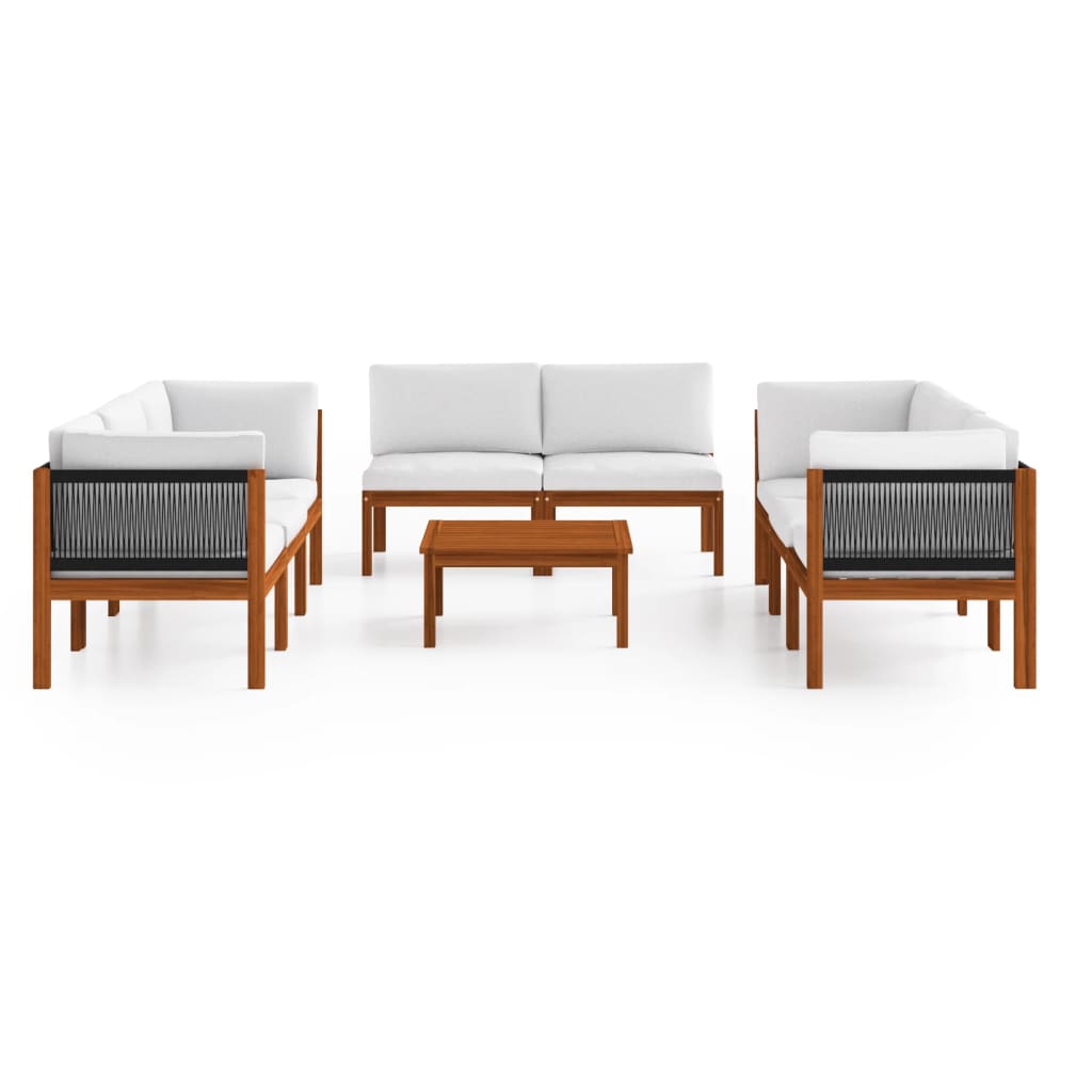 

vidaXL 9-delige Loungeset met kussens massief acaciahout crèmekleurig