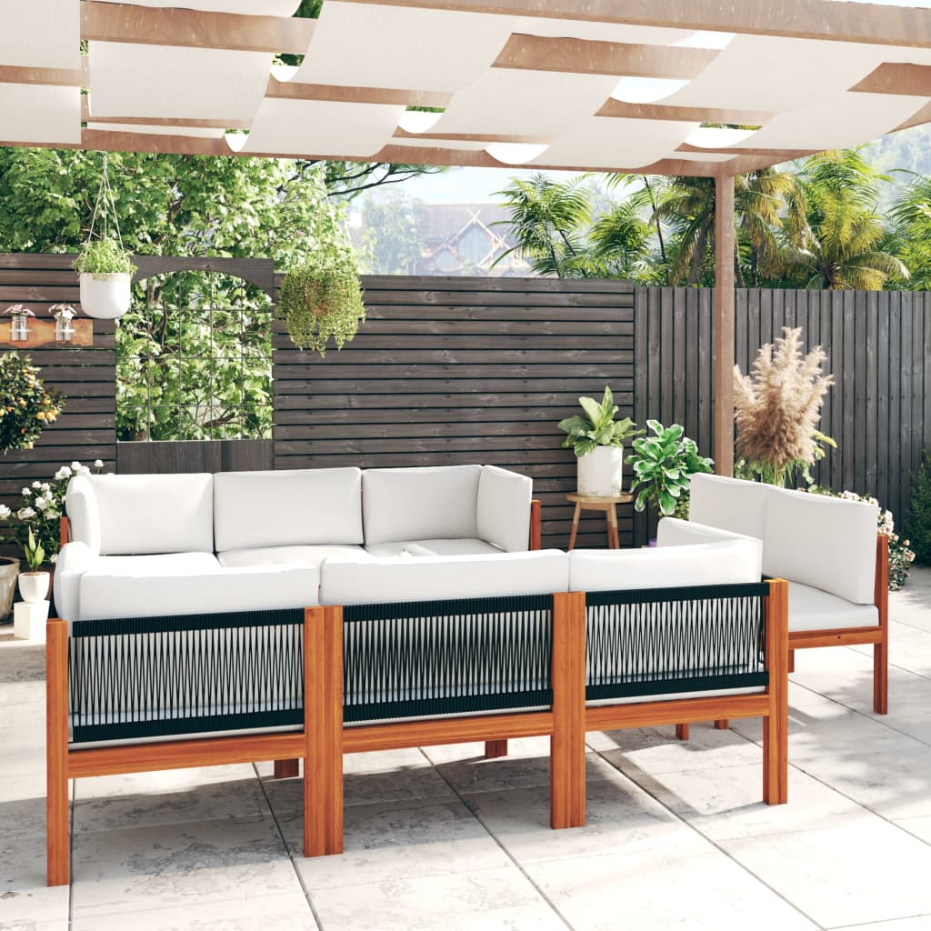 vidaXL 9-tlg. Garten-Lounge-Set mit Kissen Cremeweiß Massivholz Akazie