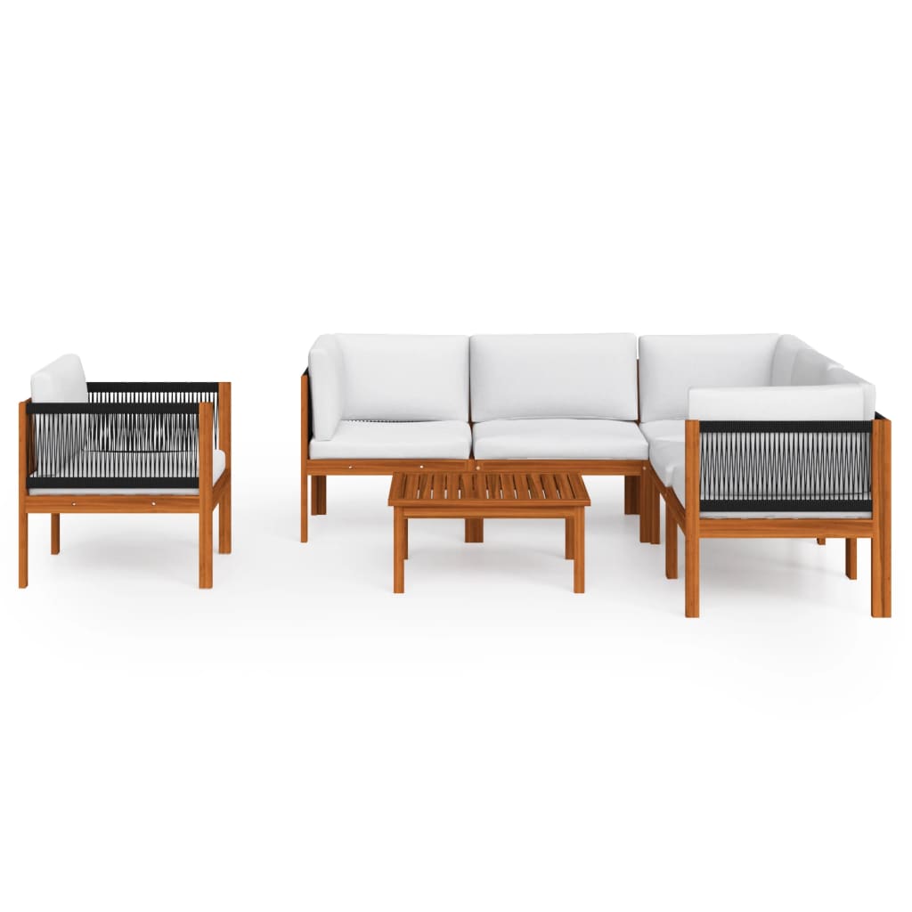 Thumbnail - vidaXL 7-tlg. Garten-Lounge-Set mit Kissen Cremeweiß Massivholz Akazie