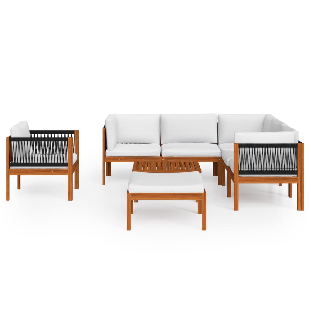 

vidaXL 8-delige Loungeset met kussens massief acaciahout crèmekleurig