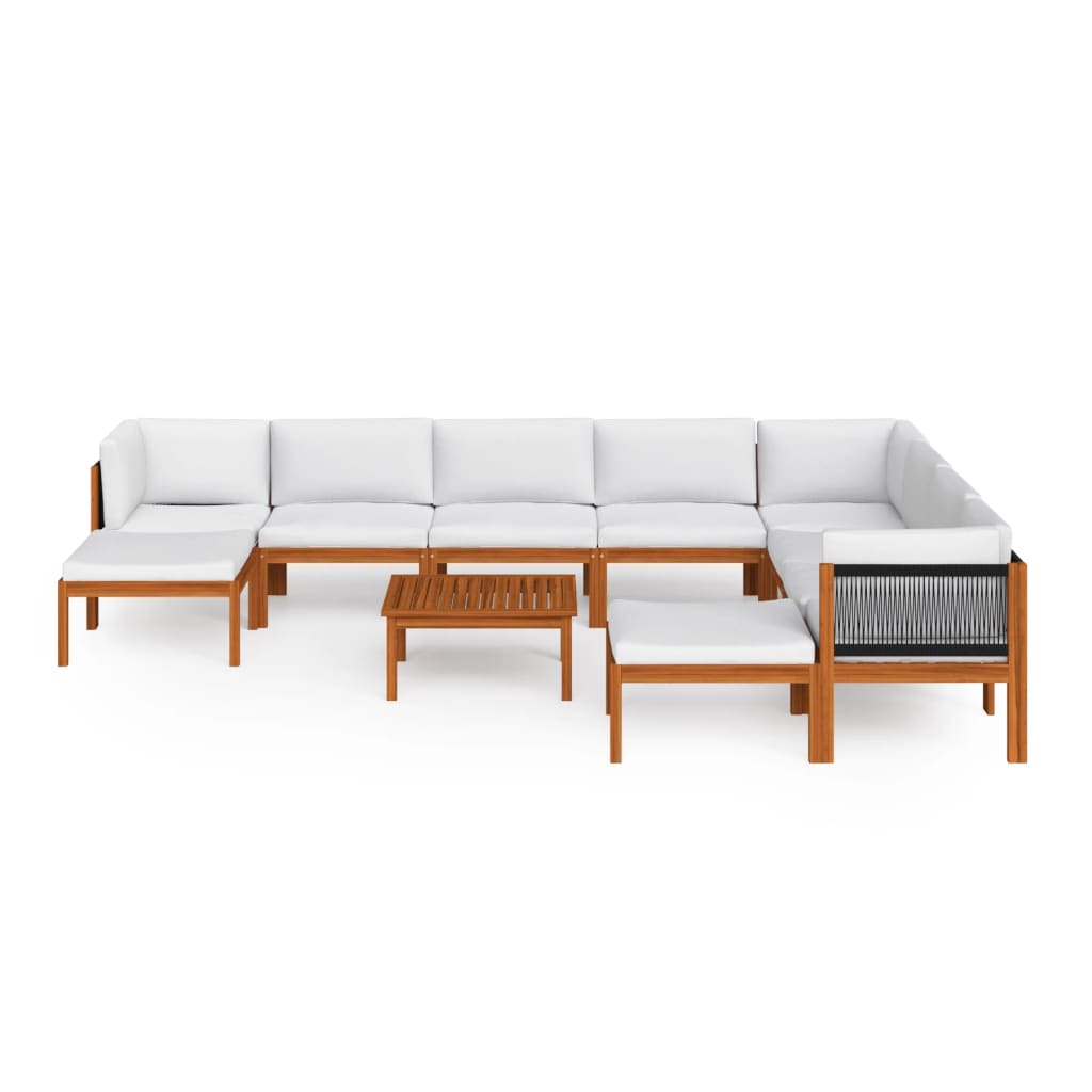 

vidaXL 11-delige Loungeset met kussens massief acaciahout crèmekleurig