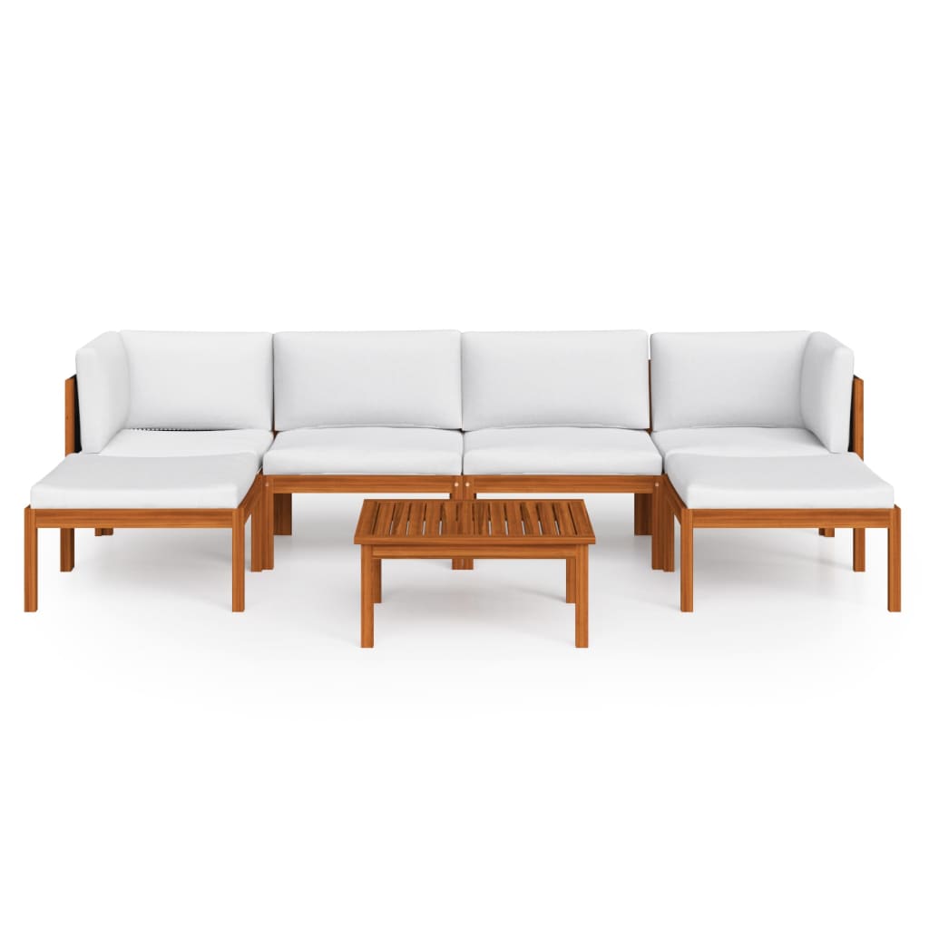 

vidaXL 7-delige Loungeset met kussens massief acaciahout crèmekleurig