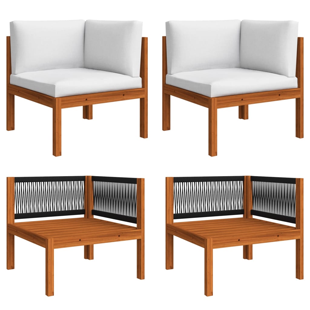 vidaXL 6-delige Loungeset met kussens massief acaciahout crèmekleurig afbeelding