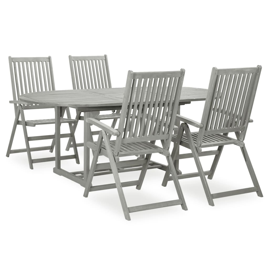 

vidaXL 5 Piece Patio Dining Set Solid Acacia Wood Gray