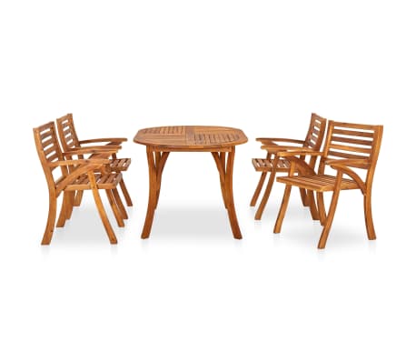 vidaXL 5 dalių sodo valgomojo baldų komplektas, 150x90 cm, akacijos medienos masyvas