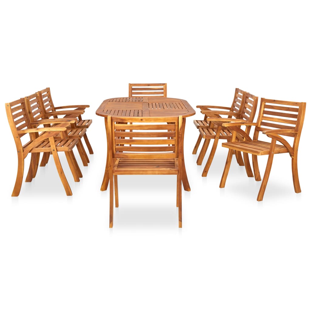 vidaXL 9 Piece Patio Dining Set Solid Acacia Wood