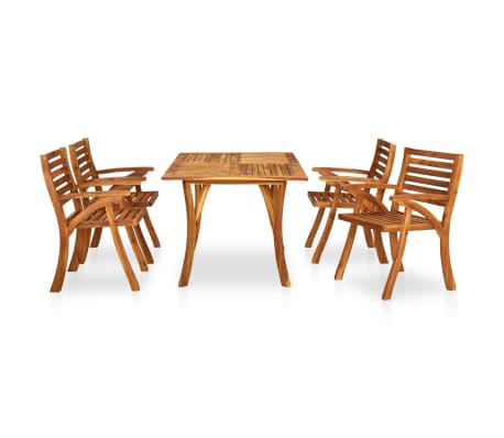 vidaXL 5 dalių sodo valgomojo baldų komplektas, 150x90 cm, akacijos medienos masyvas