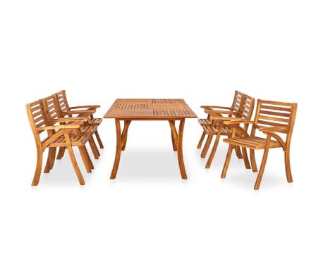 vidaXL Juego de comedor para jardín 7 piezas madera maciza de acacia