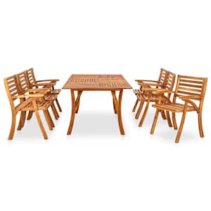 vidaXL 7 dalių sodo valgomojo komplektas, 201,5x100 cm, akacijos medienos masyvas