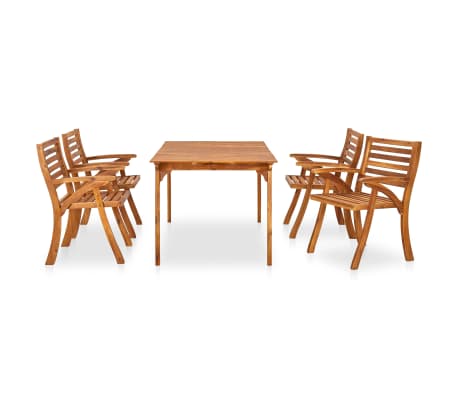 vidaXL 5 dalių sodo valgomojo baldų komplektas, 150x90 cm, akacijos medienos masyvas