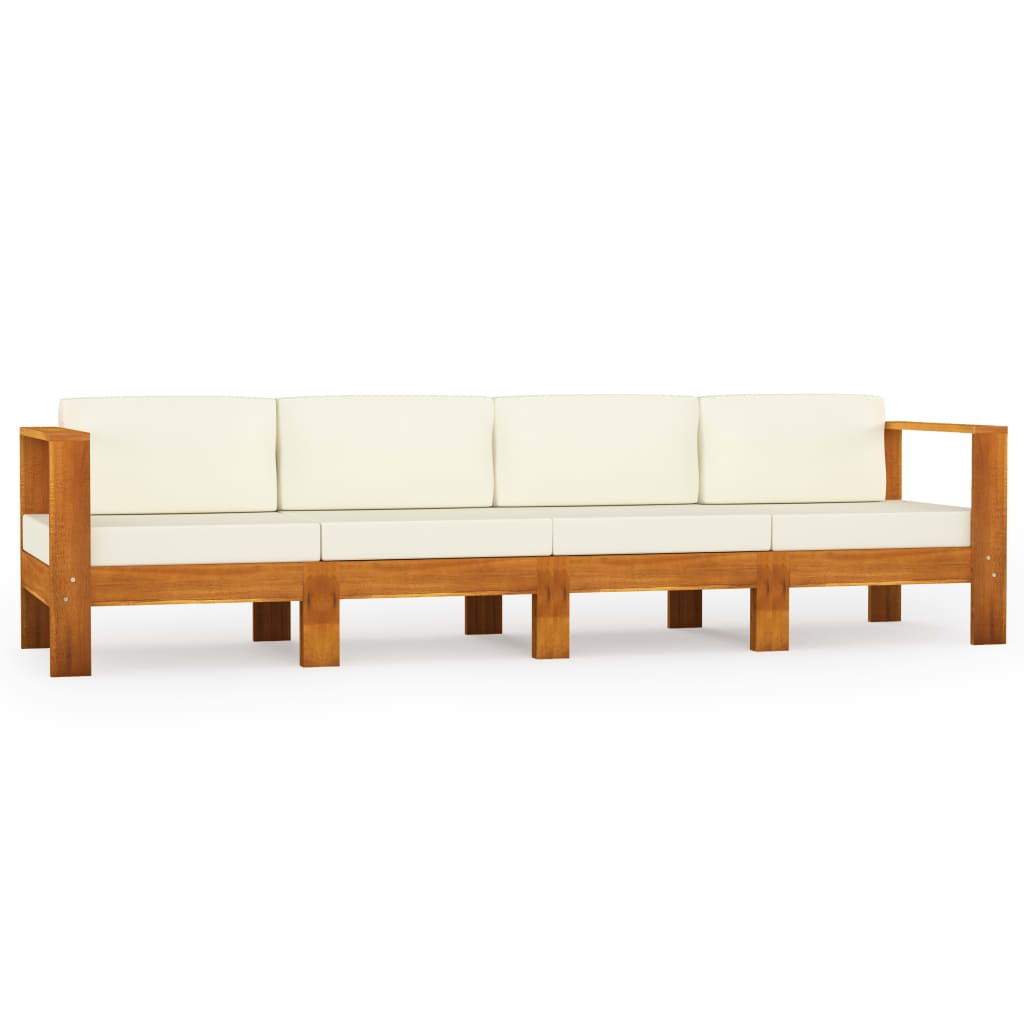 

vidaXL 4-Seater Patio Sofa with Cream White Cushions Solid Acacia Wood