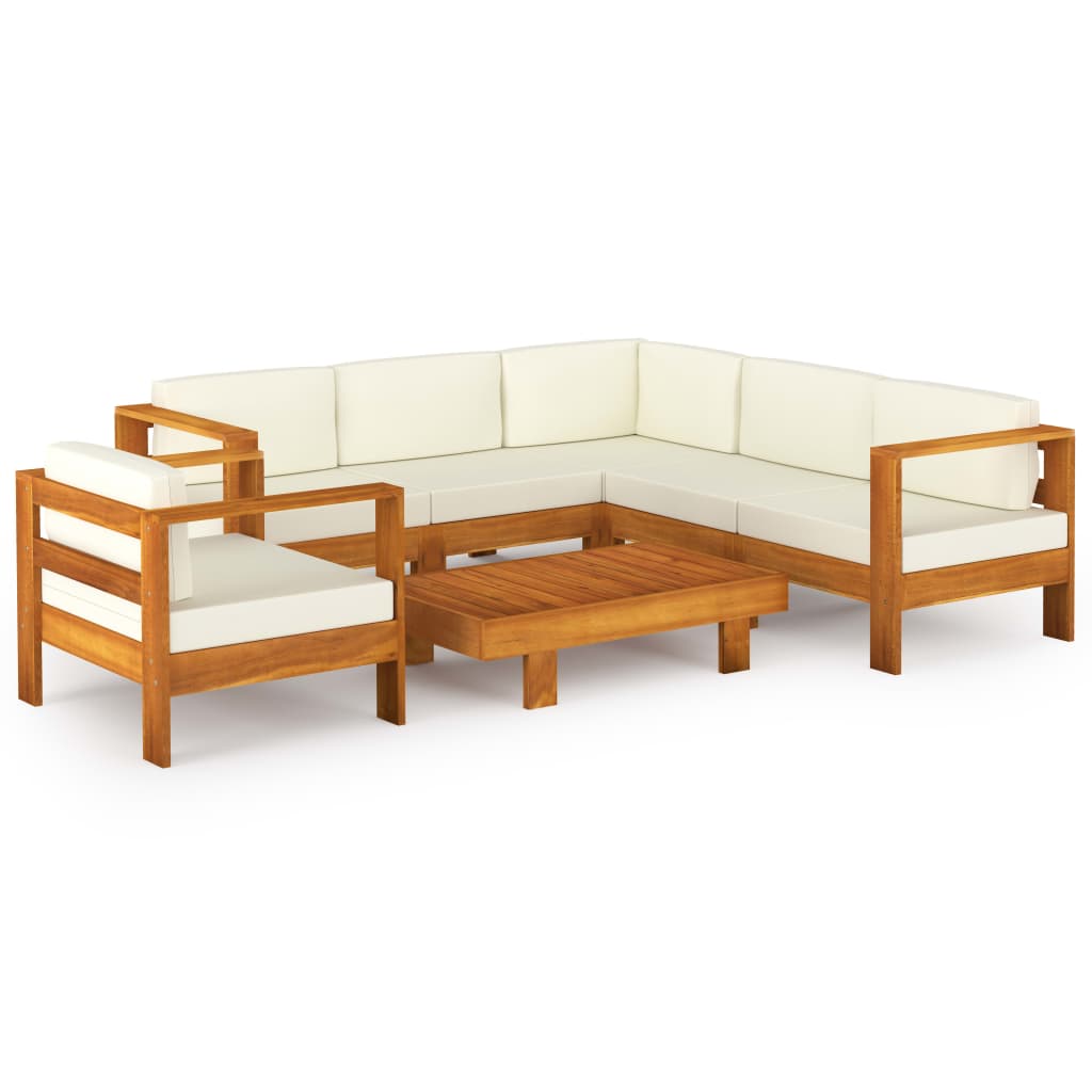 Drewniany zestaw wypoczynkowy - 2 sofy, stół, krzesło