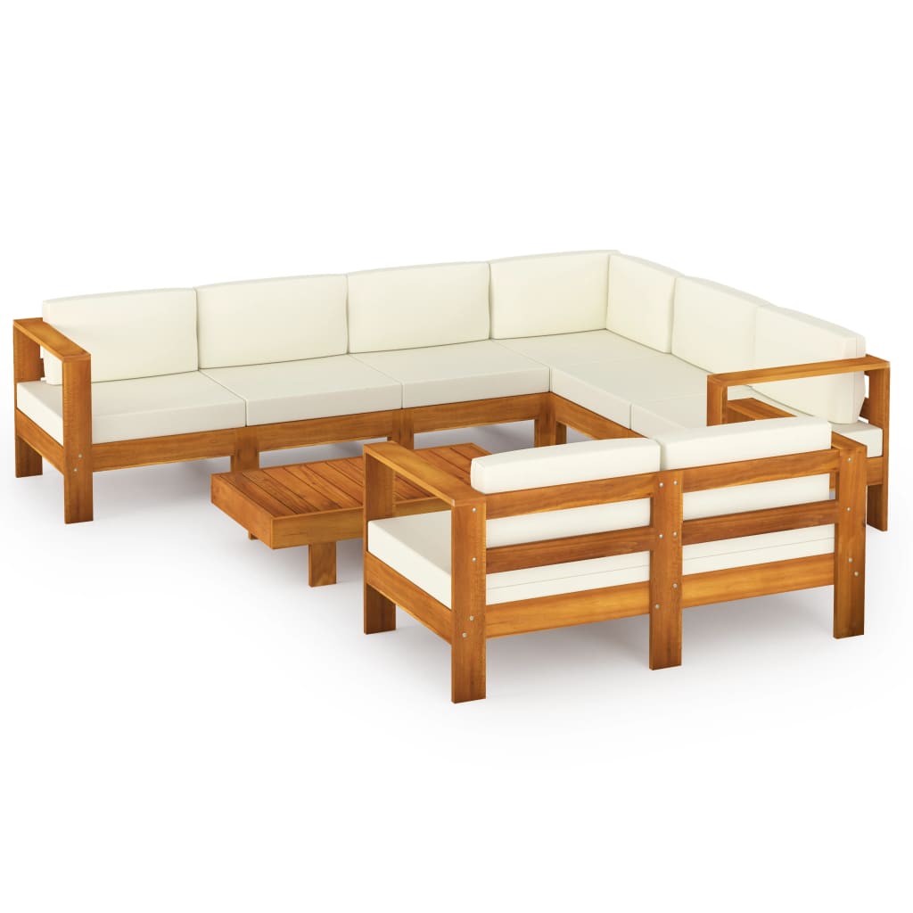 

vidaXL 8 Piece Patio Lounge Set with Cream White Cushions Acacia Wood