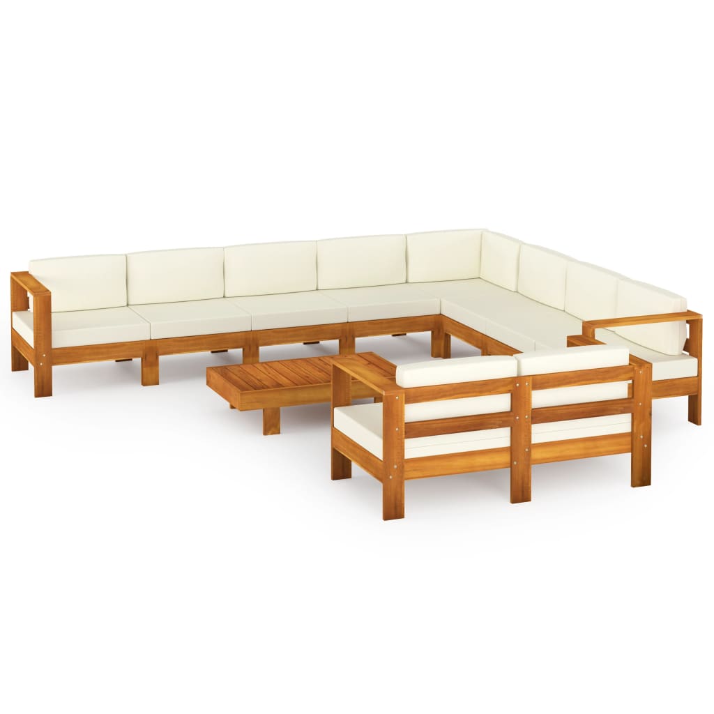 vidaXL 10dílná zahradní sedací souprava s polštáři 100 x 60 cm akáciové dřevo