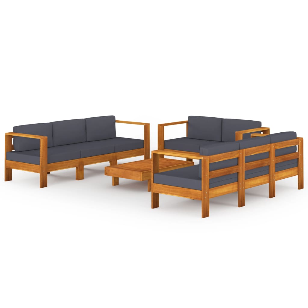 

vidaXL 8 Piece Patio Lounge Set with Dark Gray Cushions Acacia Wood