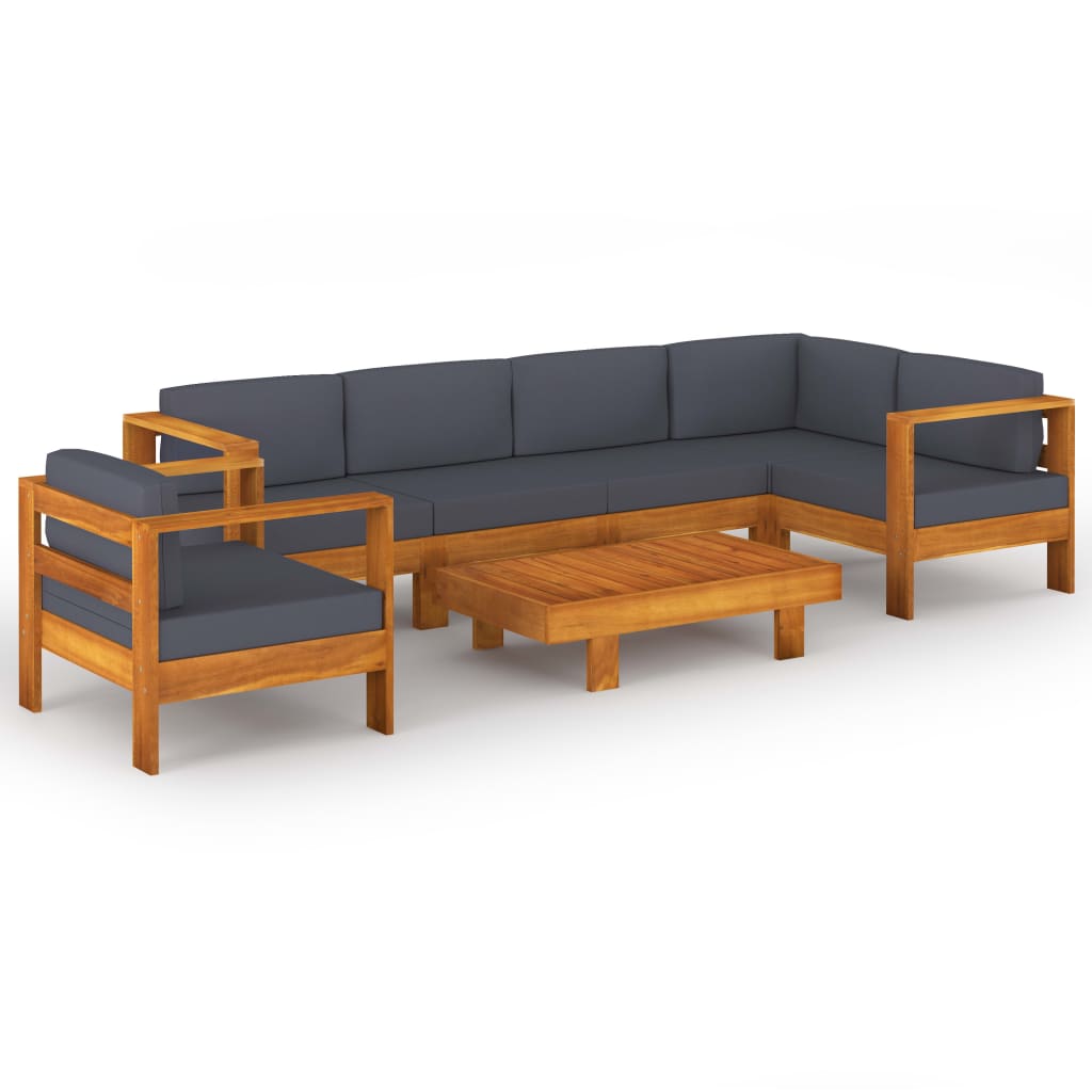 

vidaXL 7 Piece Patio Lounge Set with Dark Gray Cushions Acacia Wood