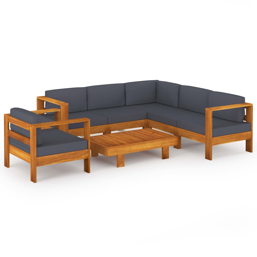 

vidaXL 7 Piece Patio Lounge Set with Dark Gray Cushions Acacia Wood