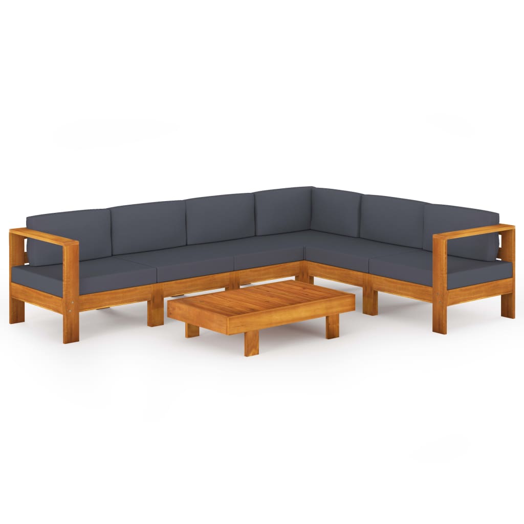 

vidaXL 7 Piece Patio Lounge Set with Dark Gray Cushions Acacia Wood