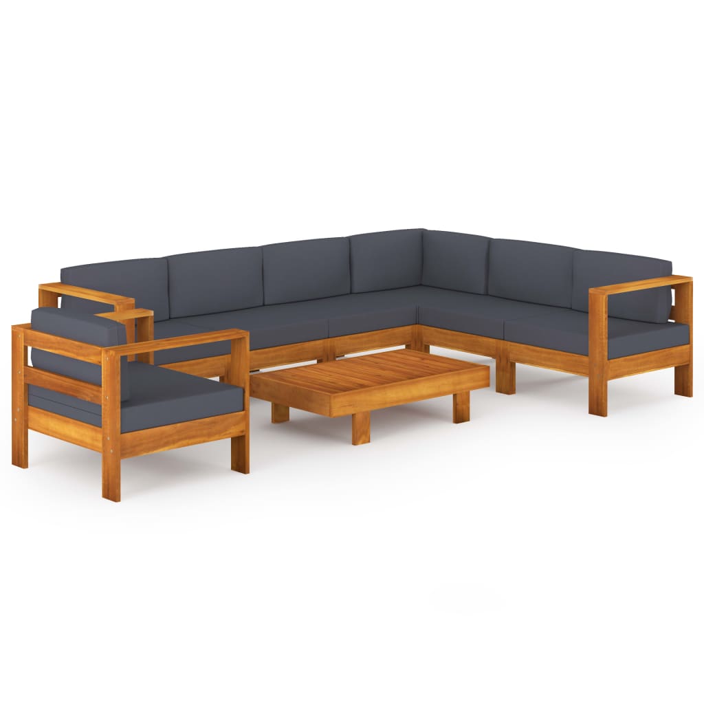 

vidaXL 8 Piece Patio Lounge Set with Dark Gray Cushions Acacia Wood