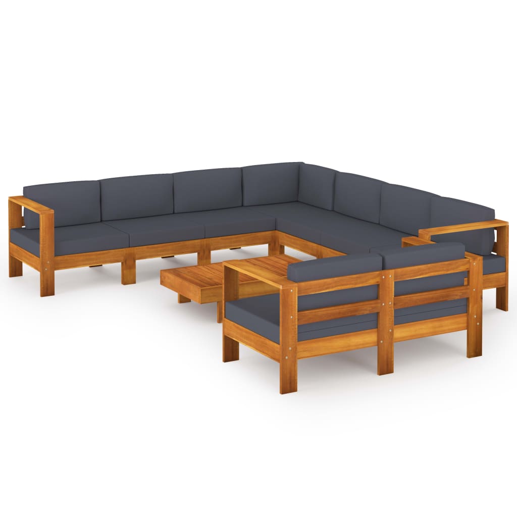 

vidaXL 9 Piece Patio Lounge Set with Dark Gray Cushions Acacia Wood