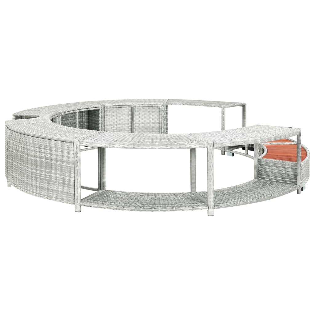 

vidaXL Spa-ombouw poly rattan lichtgrijs