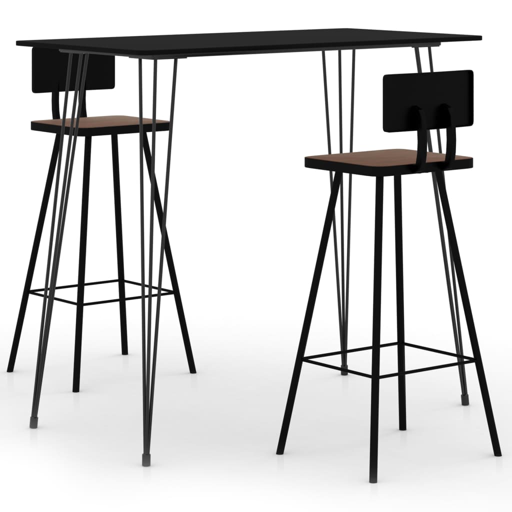 vidaXL Set mobilier de bar, 3 piese, negru vidaXL