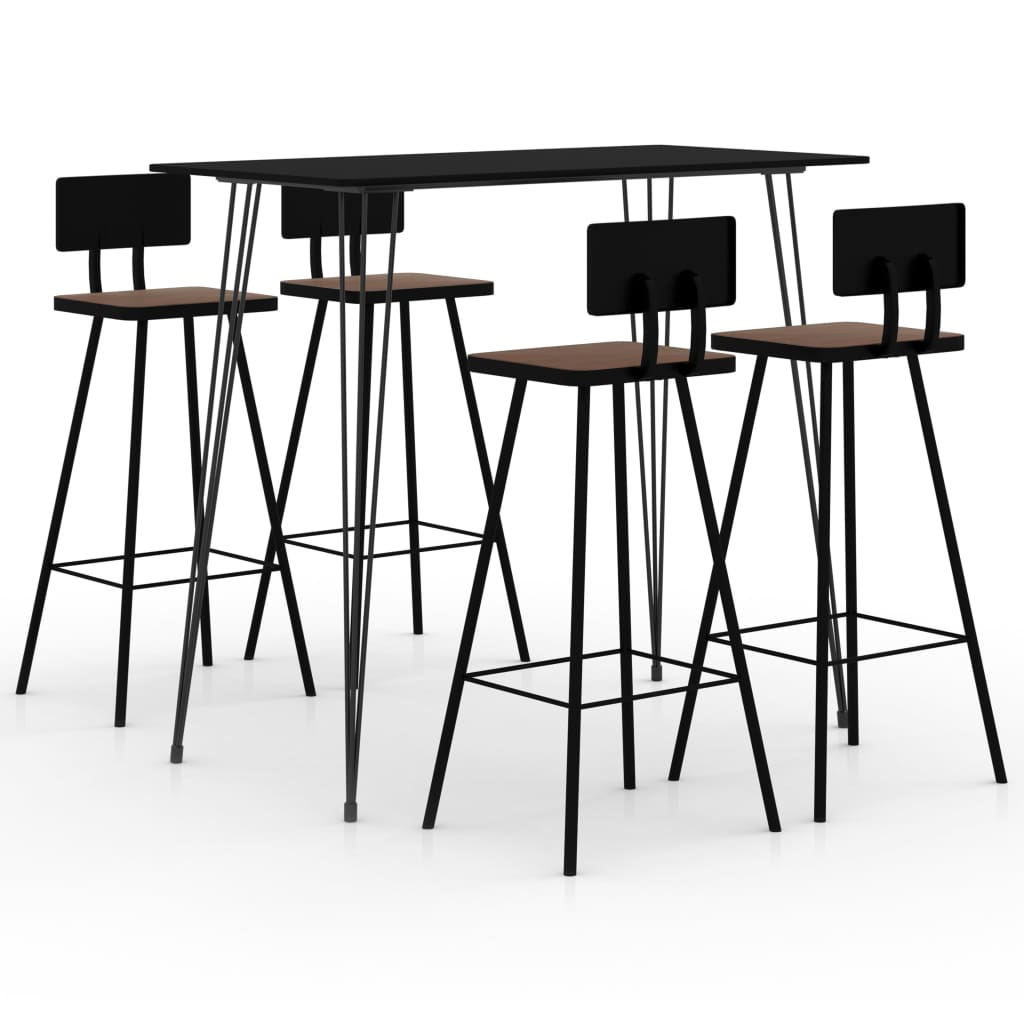 vidaXL Set mobilier de bar, 5 piese, negru vidaXL imagine noua 2022
