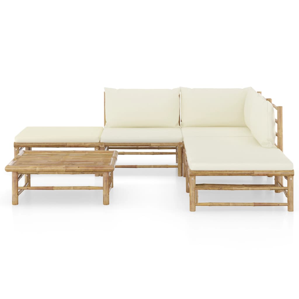 6dílná zahradní sedací souprava + krémově bílé podušky bambus