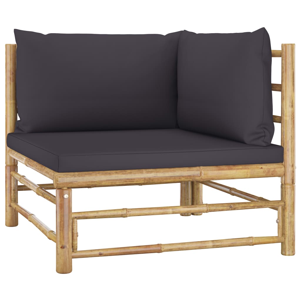 Thumbnail - vidaXL 5-tlg. Garten-Lounge-Set mit Dunkelgrauen Kissen Bambus